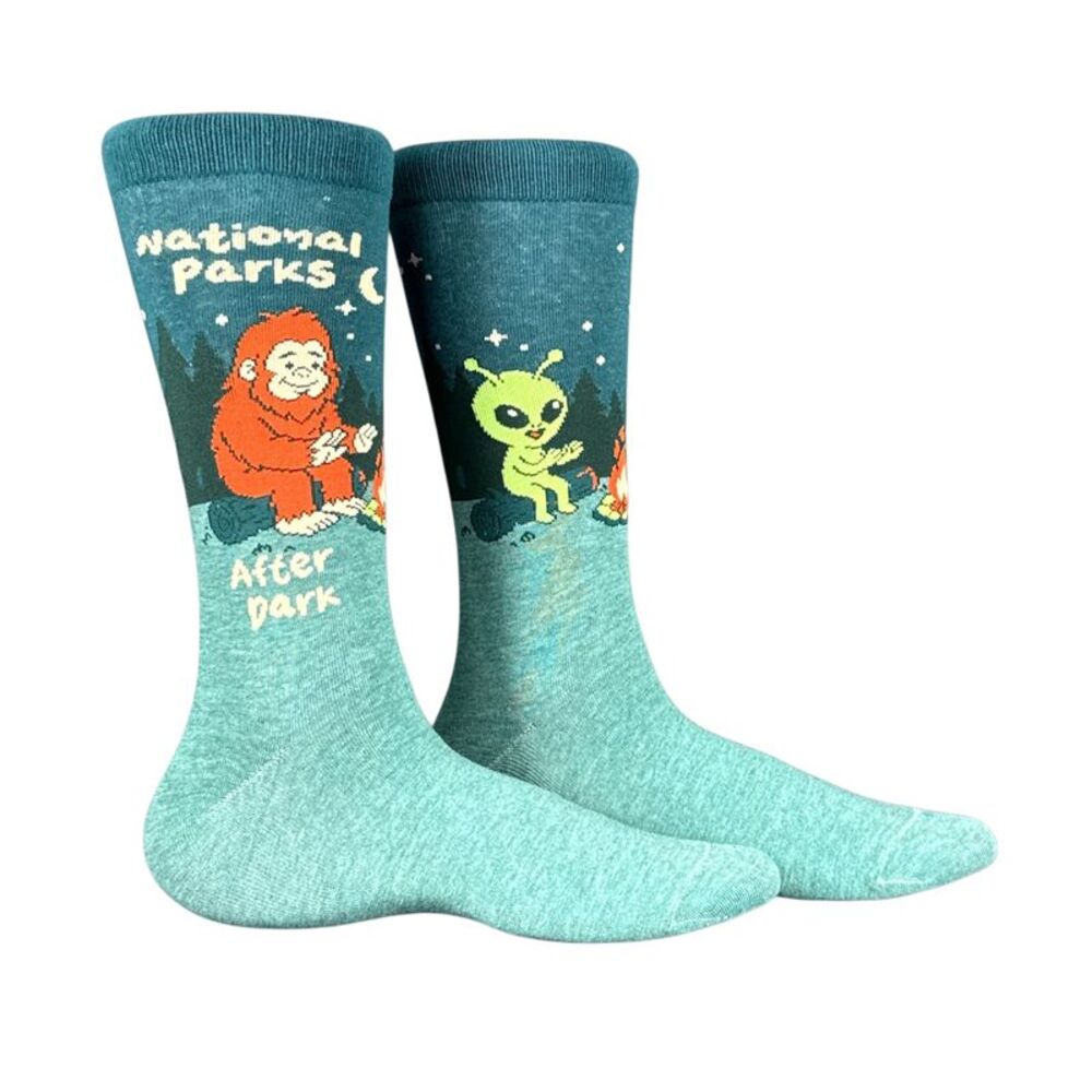 National Parks After Dark Socks Funny Bigfoot Alien Footwear For Men